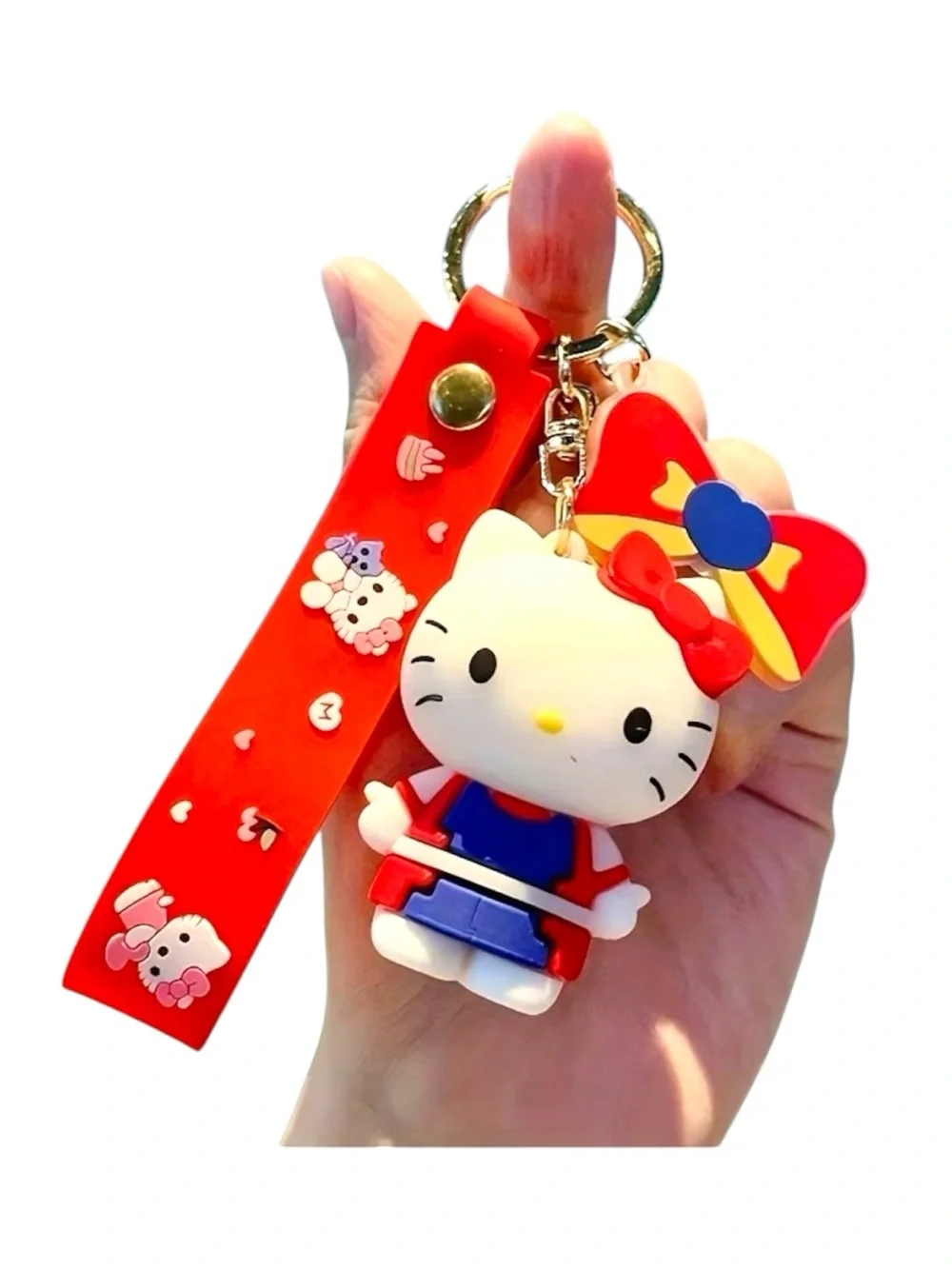 Hello Kitty Red Bow & Blue Outfit Keychain Charm